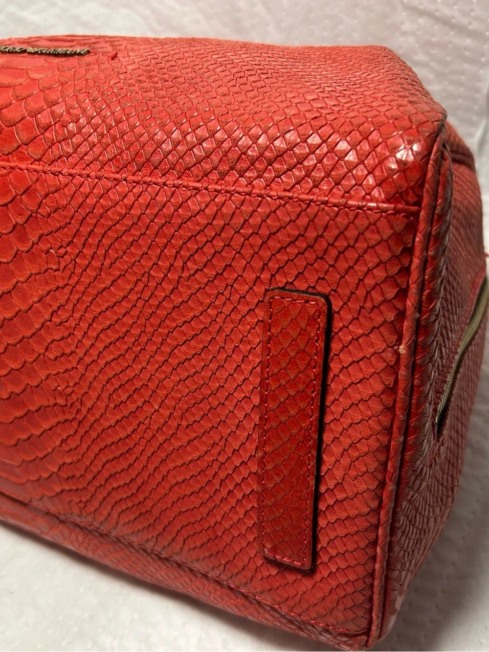 Emporio Armani Red salmon Faux Python  leather with Gold Hardware bag